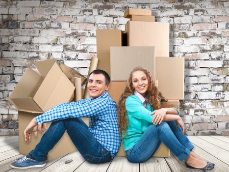 Securely arranged moving items inside a van