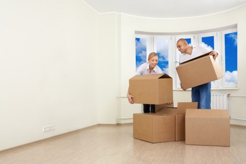 Packed moving boxes ready for a Queensbury house move