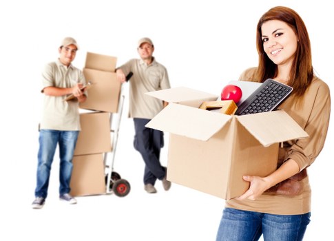 Packed office items ready for transport in Queensbury