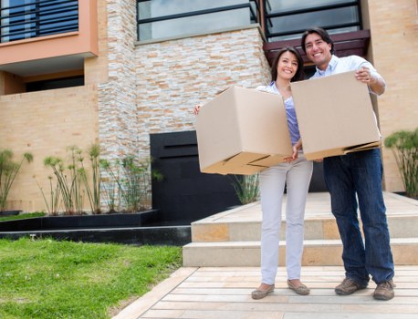 Loading furniture and boxes into a removals van